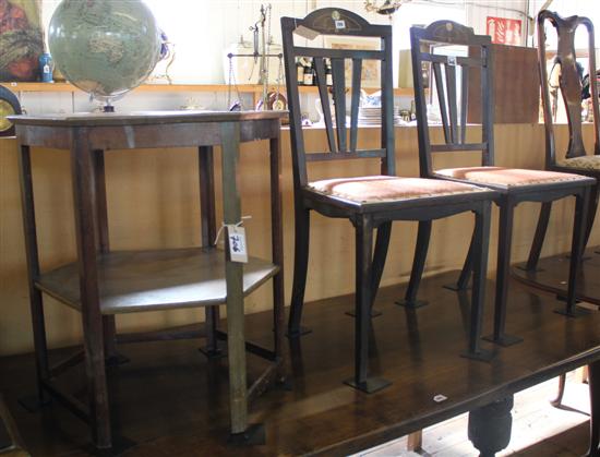 Art Nouveau two-tier hexagonal table (a.f) & a pair of chairs